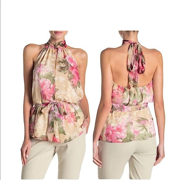 Walter Baker Jannet Sheet Floral Print Halter Top - Picture 1 of 15
